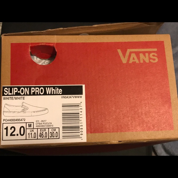 Brand new white vans slip on pro men’s size 12 - Picture 2 of 2